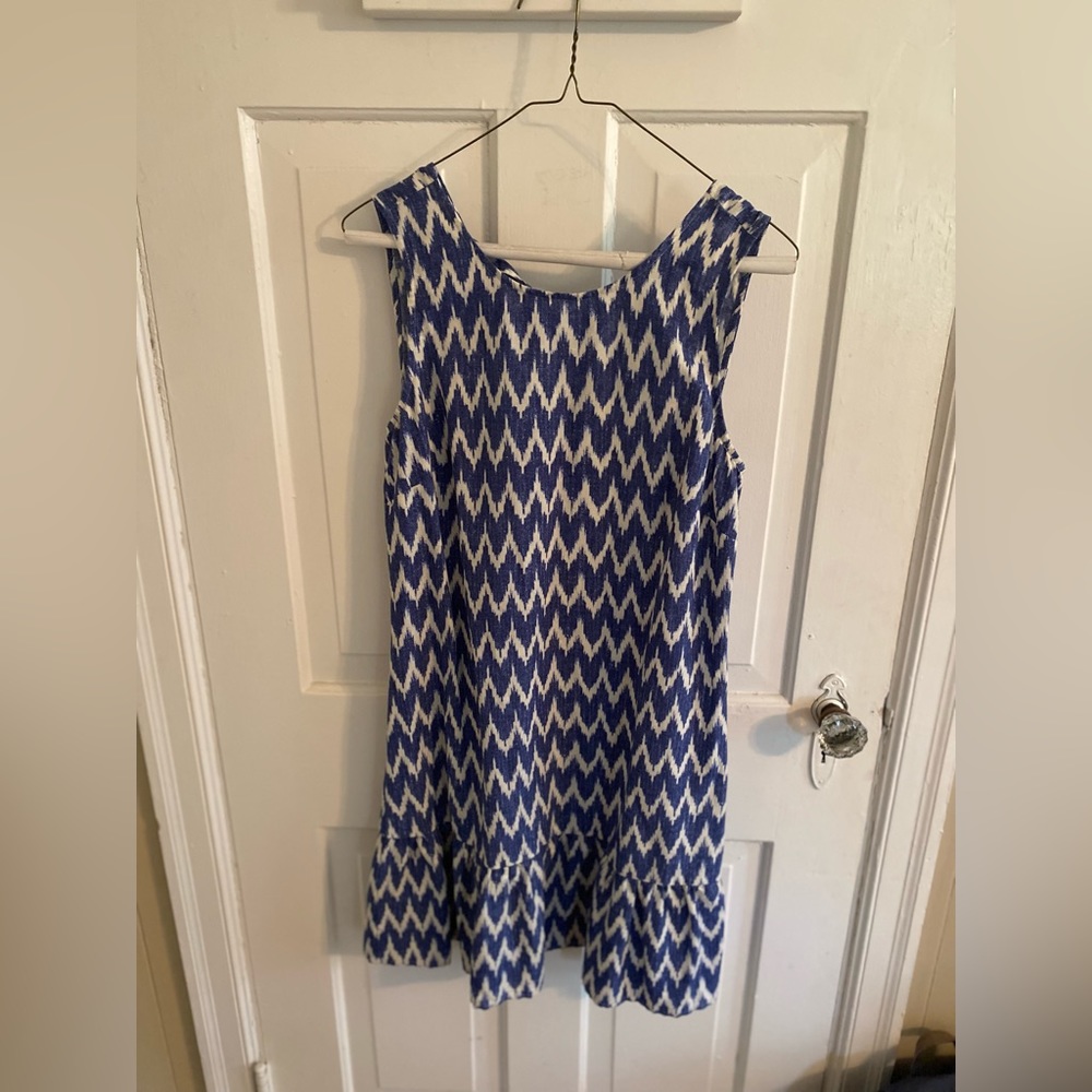 J. Crew Cotton Lined Chevron Bow Back Dress